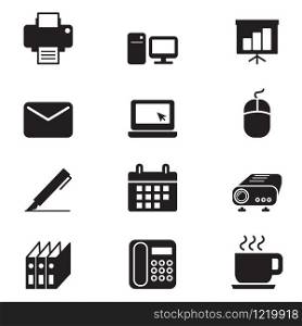 silhouette Business office tools icon set