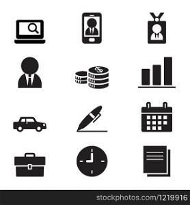 Silhouette Businessman and office tools icon set