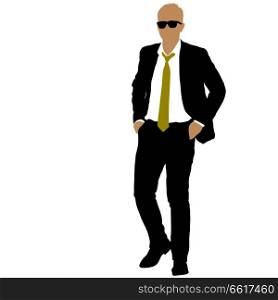 Silhouette businessman man in suit with tie on a white background.. Silhouette businessman man in suit with tie on a white background