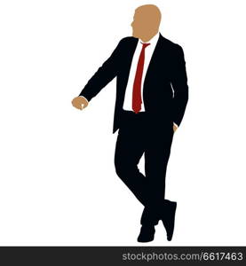 Silhouette businessman man in suit with tie on a white background.. Silhouette businessman man in suit with tie on a white background