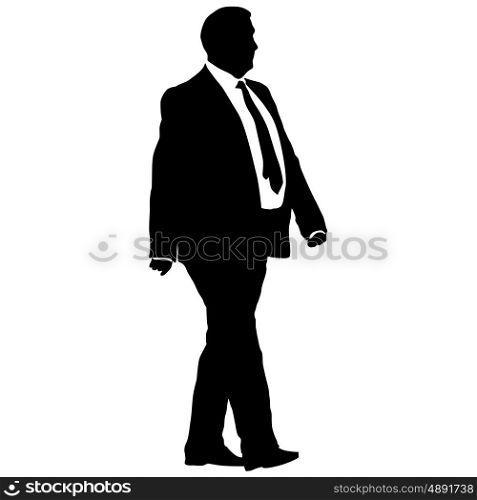 Silhouette businessman man in suit with tie on a white background. Vector illustration. Silhouette businessman man in suit with tie on a white background. Vector illustration.