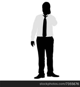 Silhouette businessman talking on the phone, a white background.. Silhouette businessman talking on the phone, a white background