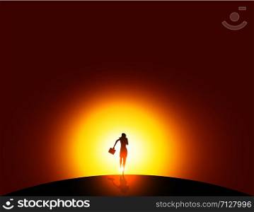 Silhouette businesswoman running. abstract image of business. Business vector.