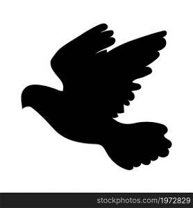 Silhouette christian dove. Christmas pigeon symbol.