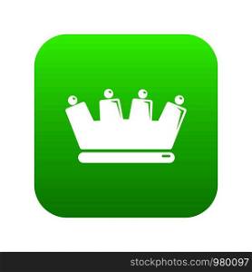 Silhouette crown icon green vector isolated on white background. Silhouette crown icon green vector