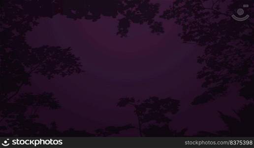 Silhouette dead tree at night for horror background. Vector illustration