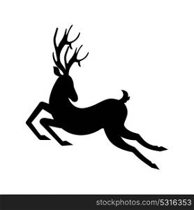 Silhouette Deer Running. Reindeer Moving. Leaping Stag. Silhouette Deer Running. Reindeer Moving. Leaping Stag - Illustration Vector