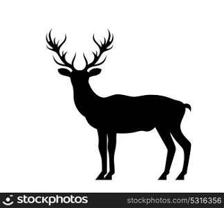 Silhouette Deer, Stag, Reindeer Isolated on White Background. Silhouette Deer, Stag, Reindeer Isolated on White Background - Illustration Vector