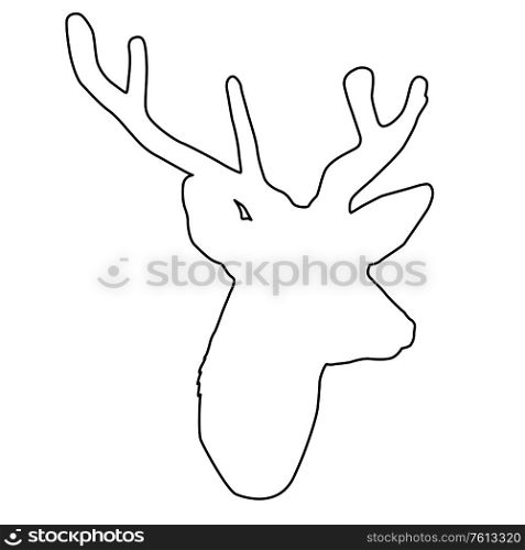 Silhouette deer with great antler on white background.. Silhouette deer with great antler on white background
