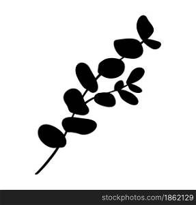 Silhouette Eucalyptus tree foliage natural leaves, branches designer art tropical elements hand drawn in scandinavian style. Vector decorative beautiful elegant illustration cutout.. Silhouette Eucalyptus tree foliage natural leaves, branches designer art tropical elements hand drawn in scandinavian style. Vector decorative beautiful elegant illustration cutout