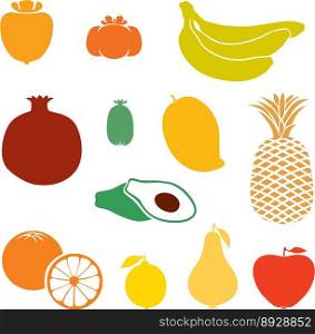 Silhouette fruits vector image