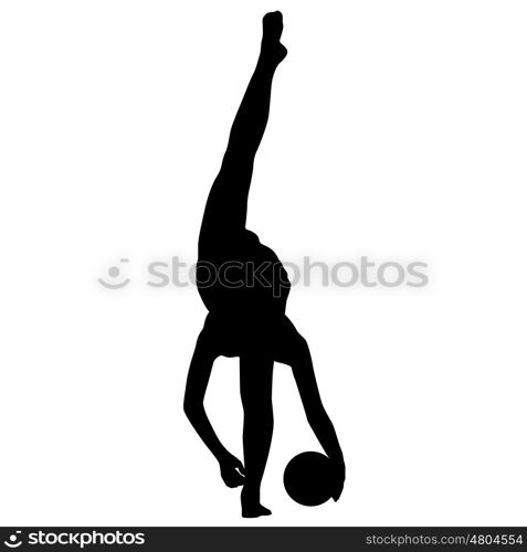 Silhouette girl gymnast with the ball. Vector illustration. Silhouette girl gymnast with the ball. Vector illustration.