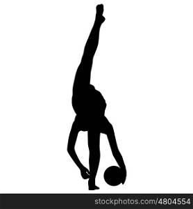 Silhouette girl gymnast with the ball. Vector illustration. Silhouette girl gymnast with the ball. Vector illustration.