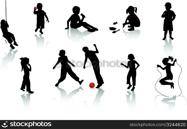 Silhouette girls and boys. Vector illustration