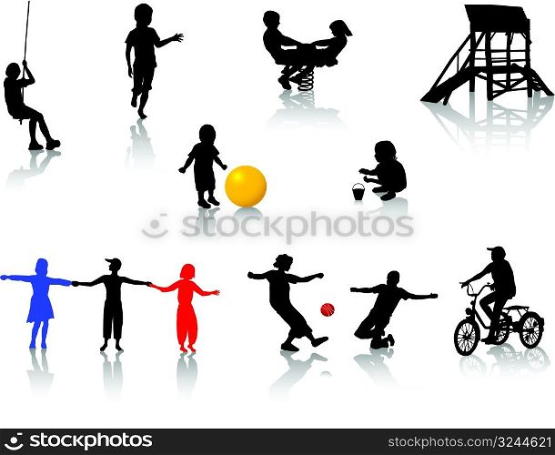 Silhouette girls and boys. Vector illustration