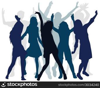 Silhouette girls party dance