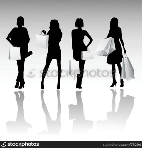 silhouette girls shopping