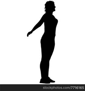Silhouette Group of People Standing on White Background.. Silhouette Group of People Standing on White Background