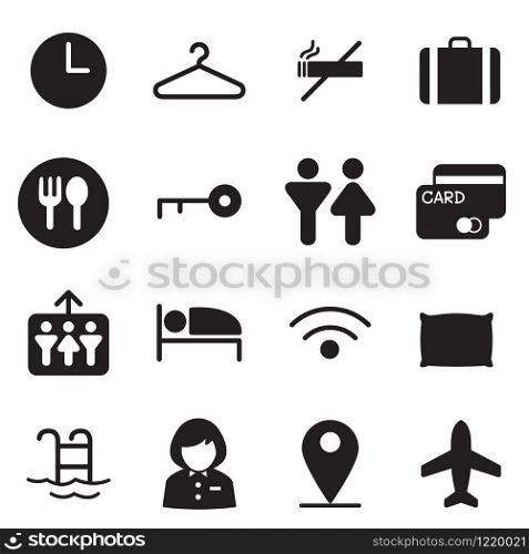 silhouette Hotel, hostel, motel icons Illustration vector Symbol
