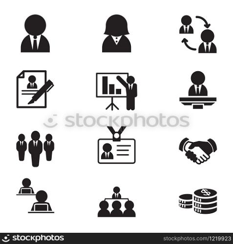 Silhouette human resource & staff management icons set illustration Vector