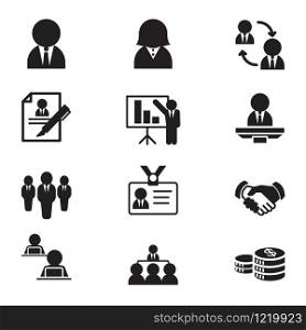 Silhouette human resource & staff management icons set illustration Vector