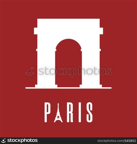 Silhouette icon of Triumphal Arch. Paris logo. Clean and modern vector illustration for design, web.
