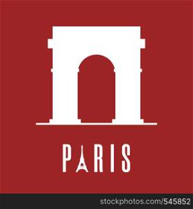 Silhouette icon of Triumphal Arch. Paris logo. Clean and modern vector illustration for design, web.
