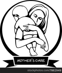 Silhouette icon sign a mother&rsquo;s care, illustration by vector design EPS10.