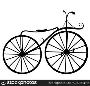 Silhouette illustration retro bicycle isolated on white backgrou. Silhouette illustration retro bicycle isolated on white background. Vector illustration. Silhouette illustration retro bicycle isolated on white background. Vector illustration