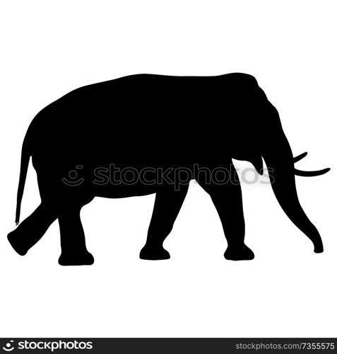 Silhouette large African elephant on a white background.. Silhouette large African elephant on a white background