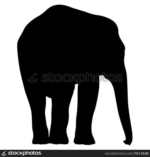 Silhouette large African elephant on a white background.. Silhouette large African elephant on a white background