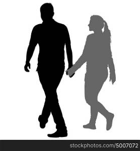Silhouette man and woman walking hand in hand. Silhouette man and woman walking hand in hand.