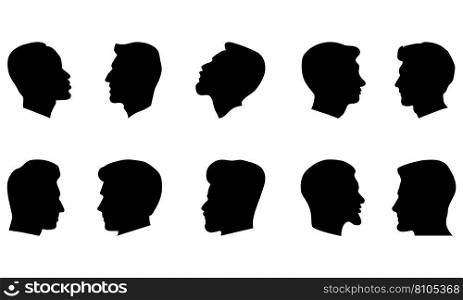 Silhouette man heads in profile black face Vector Image