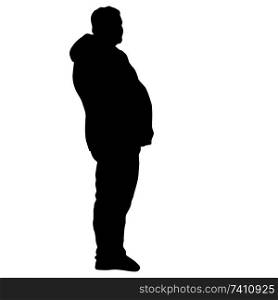 Silhouette man standing, people on white background.. Silhouette man standing, people on white background