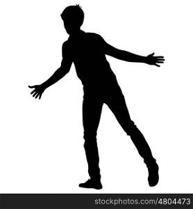 Silhouette man with divorced his hands to the sides. Vector illustration. Silhouette man with divorced his hands to the sides. Vector illustration.