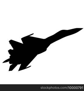 Silhouette military combat airplane on a white background.. Silhouette military combat airplane on a white background