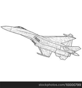 Silhouette military combat airplane on a white background.. Silhouette military combat airplane on a white background