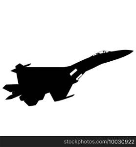Silhouette military combat airplane on a white background.. Silhouette military combat airplane on a white background