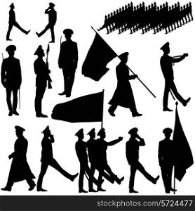 Silhouette military people collection. Vector illustration.