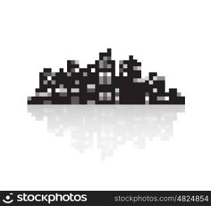 Silhouette modern city. Silhouette of a modern city in style pixel art