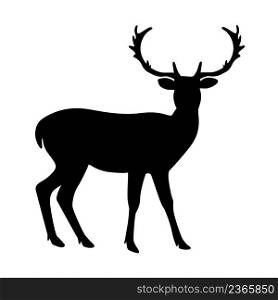 Silhouette noble proud deer vector illustration. Outline black image wild animal. Side view sketchy. Silhouette noble proud deer vector illustration