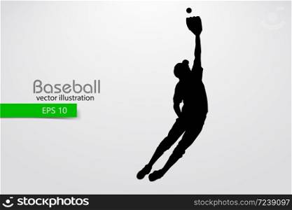 Silhouette of a baseball player. Color can be changed in one click. Vector illustration. Silhouette of a baseball player. Vector illustration