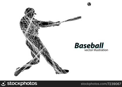 silhouette of a baseball player. Text on a separate layer, color can be changed in one click. Vector illustration. Silhouette of a baseball player. Vector illustration