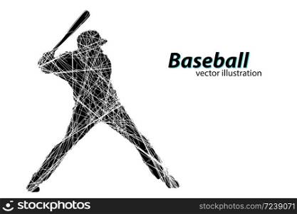 silhouette of a baseball player. Text on a separate layer, color can be changed in one click. Vector illustration. Silhouette of a baseball player. Vector illustration