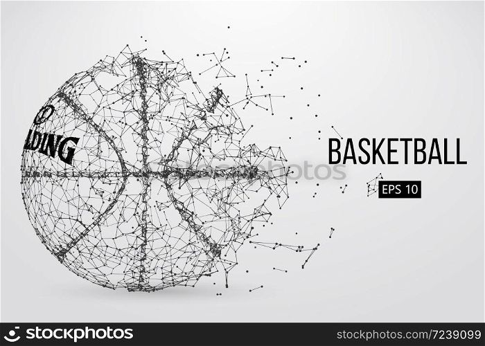 Silhouette of a basketball ball. Dots, lines, triangles, text, color effects and background on a separate layers, color can be changed in one click. Vector illustration. Silhouette of a basketball ball. Vector illustration