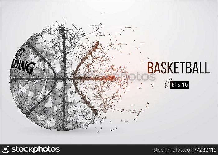 Silhouette of a basketball ball. Dots, lines, triangles, text, color effects and background on a separate layers, color can be changed in one click. Vector illustration. Silhouette of a basketball ball. Vector illustration