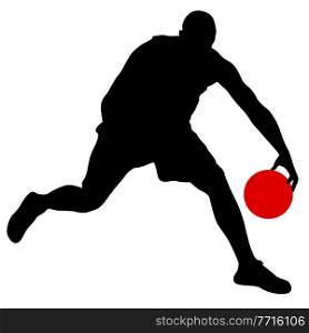 Silhouette of a basketball player on a white background.. Silhouette of a basketball player on a white background