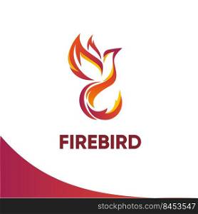 silhouette of a bright bird flying up logo. Firebird logo template