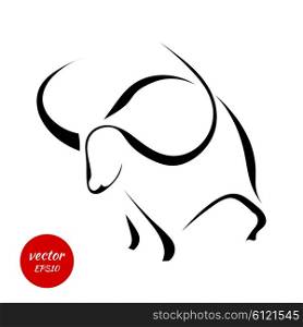 Silhouette of a bull isolated on white background. Vector illustration.
