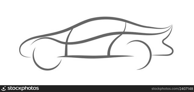 Silhouette of a car for a logo, emblem or sticker. Brand name for automotive theme.